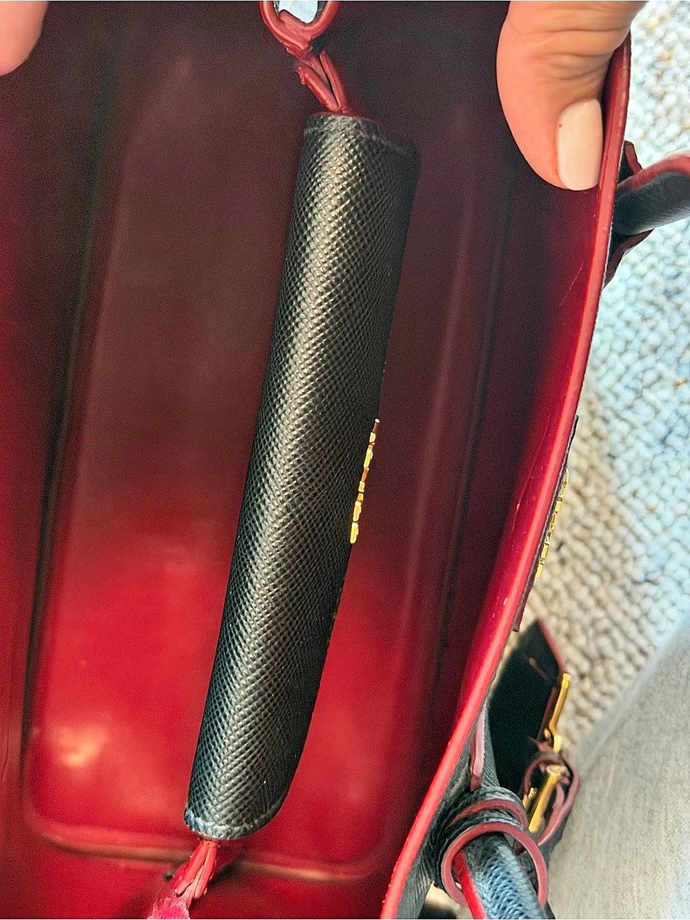 Prada Saffiano Double Bag Tote Black & Red - Picture 7 of 8